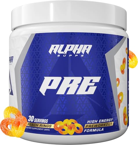 Alpha Supps Pre-Workout Powder, Peach Rings, 30 Servings