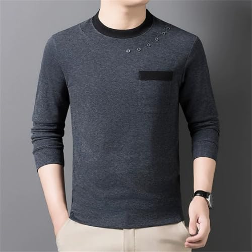 Men's Spring Fall Patchwork O-Neck Knit Pullovers Warm Knitted Sweater Pocket Tops 7