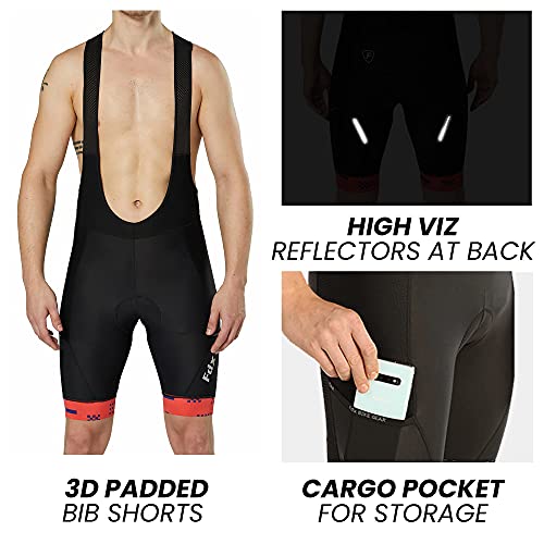 FDX Men’s Summer Cycling Suit Short Sleeve Cycling Jersey with 3D Gel Padded Bib Shorts Set Breathable, Quick Dry All Day Bicycle Clothing Set for Outdoor Riding Sport, Biking Race (Red-XL) - Image 4
