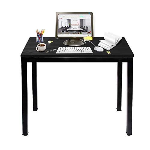 sogesfurniture Escritorios Compacto 80x40cm Mesa de Ordenador Escritorios para Computadora Escritorio de Oficina Mesa de Trabajo Mesa de Estudio de Madera y Acero, Negro BHEU-AC3CB-8040