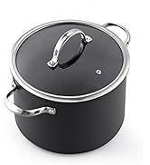 Cooks Caçarola de forno holandês padrão Stockpot com tampa de vidro, 8-Quart Classic Hard Anodized Nonsti...