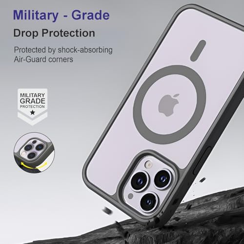 Image of AIBEX Clear Mag-Saf Case for iPhone 16 Pro - 1,500 G Strong Magnetic Lock, Crystal-Clear Anti-Yellowing Back | Military-Grade Drop Protection | Camera Guard, Slim & Lightweight - Grey