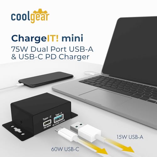Cargador CG-PD60PPS Coolgear Mini 75W Dual Port USB-A USB-C schwarz 2