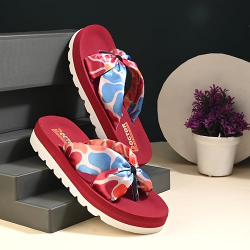 Image of DOCTOR HEALTH SUPER SOFT Women Stylish Bow Platform Slippers | Soft Cushioned Casual Flip Flops | Lightweight Comfortable Everyday Wear Sandals for Indoor Outdoor Use