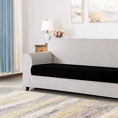 Chun Yi Stretch Loveseat Couch Cushion Cover Suitable For 2 Settee, Sofa Seat Slipcover With Spandex Jacquard Fabric(Medium,Black) #TOP1