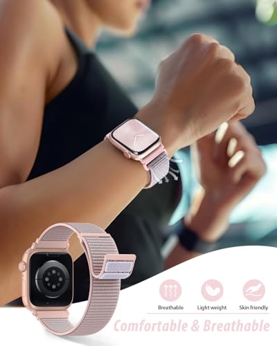 Image of Nylon Loop Sport Band Compatible with Apple Watch Bands 44mm 45mm 46mm 49mm 42mm for Women Men, iWatch Wrist Straps for Ultra 3 2, Se, Series 11 10 9 8 7, Breathable, Soft Band Ideal for Outdoor