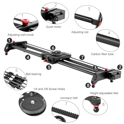 Image of GVM Carbon Fiber Motorized Camera Slider - 31 inch /80CM with Remote Control, Supports Time-Lapse Photography, Video Mode, Tracking Shooting for Most Cameras