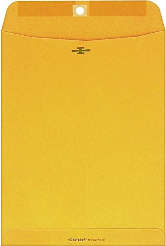 Marrom Kraft 28# 25,4 x 33 cm extremidade aberta com fecho de metal/papel limitado de goma