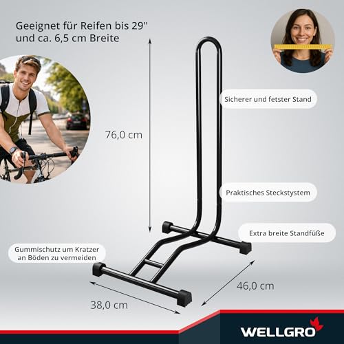 WELLGRO Fahrradständer - Stahl, sicherer Stand - Farbe schwarz – Ansicht 3