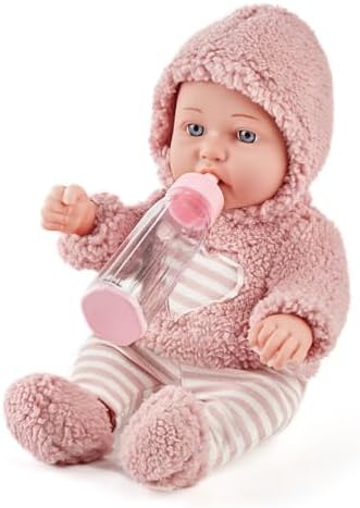 Enjoyin 12 Inch Baby Doll Set for Girls – Washable Accessories Includsd Pink Cloths, Pacifier, Blanket, Feeding Bottle – Ideal Toddler Gift for 3+, Perfect for Play and Cuddles.
