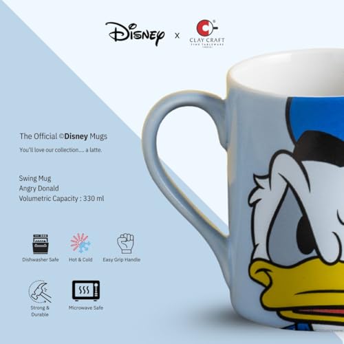 Image of Clay Craft x Official Disney Donald and Daisy Duck Valentine Special Ceramic Mug Set (Set of 2, 330ml) - Romantic Couple Gift for Valentine's Day, Anniversary & Wedding - Microwave & Dishwasher Safe