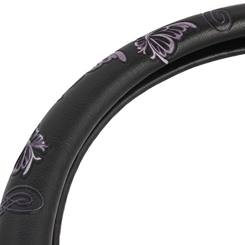 BDK SW-509-PP Universal Fit Purple Butterflies Design Comfort Grip Steering Wheel Cover for Car SUV Van & Truck - 15 Inch Standard Size, Butterfly Purple - Image 6