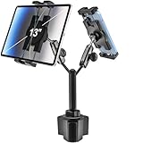 woleyi Dual Tablet Holder for Car Cup - [Double Metal Arm] Heavy Duty Adjustable Car Cup Holder Tablet Mount for Truck, Compatible with iPad Pro Air Mini, Galaxy Tabs, Z Fold, iPhone, 4.7-13' Devices