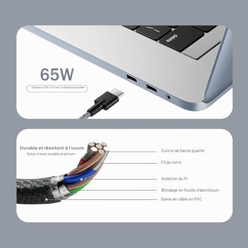65W USB-C AI Chargeur PC Compatible avec HP Omnibook X, X Flip – vue 5