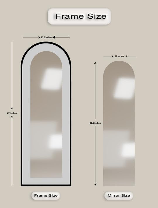 Specchio da terra astratto a lunghezza intera, 68,9 x 168,2 cm, grigio chiaro, specchio da pavimento con cornice nera
