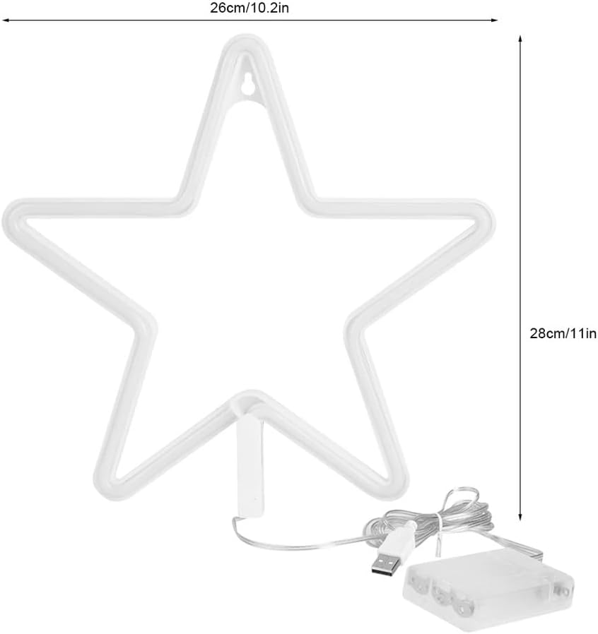 Miniatura 5 de Letrero de neón de estrella, letreros de neón LED para decoración de pared de dormitorio, letreros de luces de neón a pilas o alimentados por USB,