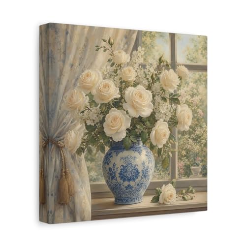 Tableau roses ivoire Timeless Heritage poésie florale sur toile 25 cm