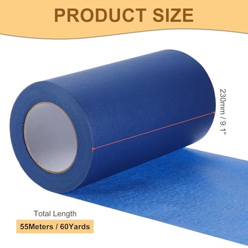 Image of Masking Tape Blue Painters Tape Paper Tape [for Crafts DIY Walls Painting Packing Automotive Home Decoration Teaching]- 9.1 Inch x 60 Yards /1 Roll