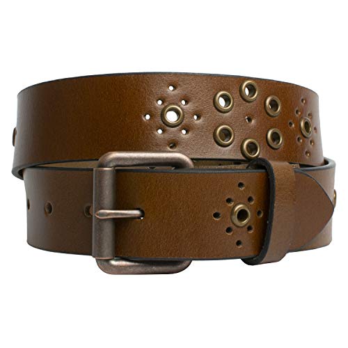 Nickel Smart Women's Grommet Brown Leather Belt - 39" #TOP2