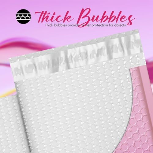 Image of Fuxury 40 Pack Thick Bubble Mailers 8.5x12 Gradient Pink Bubble Envelopes