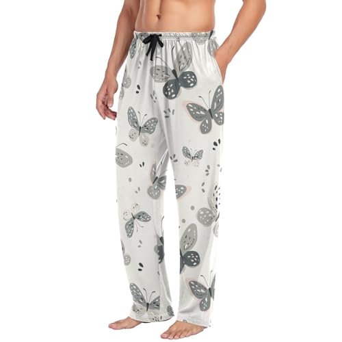 Mens Pajama Pants Boho Butterfly Retro Soft Lounge Sleep Pj Bottoms with Drawstring Pockets4
