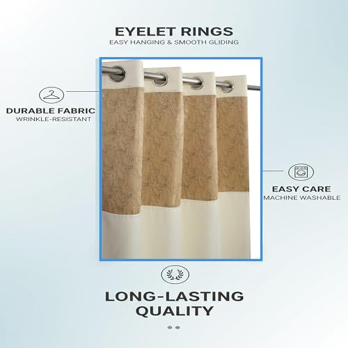 Image of IVAZA Dual-Tone Design 100% Complete Blackout Curtains - Room Darkening Curtain for Windows -, Heavy Blackout, Thermal Insulation Curtains, Black Out Curtain for Windows 5 feet Set of 2 Cream