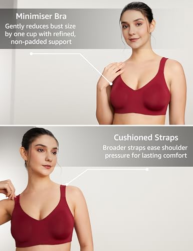 Image of Symbol Premium Nylon Blend Women's Minimiser Bra (Non Padded,Wired,Full Coverage,Broad Cushioned Strap,4 Way Stretch Fabric)