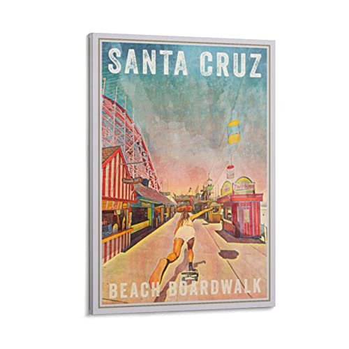 Santa Cruz Beach Boardwalk Vintage Travel Posters Canvas Posters Print Picture Paintings Wall Art for Living Room Bedroom Home Decor