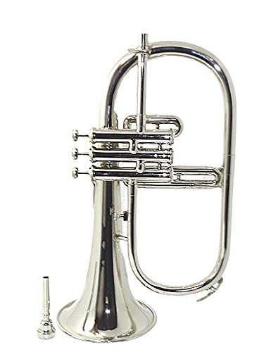 Bb Flat Silver Nickle Flugel Horn With Free Hard Case+Mouthpiece #TOP4