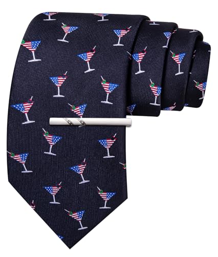 Image of Barry.Wang Silk Ties for Men Fun Necktie and Tie Clip Set for Wedding Party Business Formal Extra Long