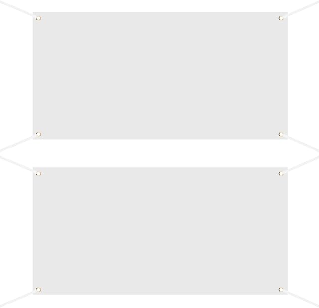 LUTER 2 Sets 2x4Ft Paintable Blank Banner, Polyester Blank Banner Flags White Banners with 2pcs 6.6yard Hanging Ropes for DIY Indoor Outdoor Wall Signs Office Activities Display