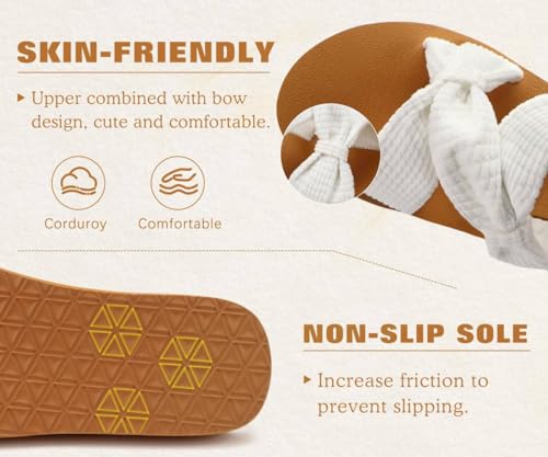 Image of KuaiLu Womens Dressy Bow Sandals Arch Support Yoga Foam Cushion Comfortable Walking Slides Open Toe Summer Beach Indoor Outdoor Slippers