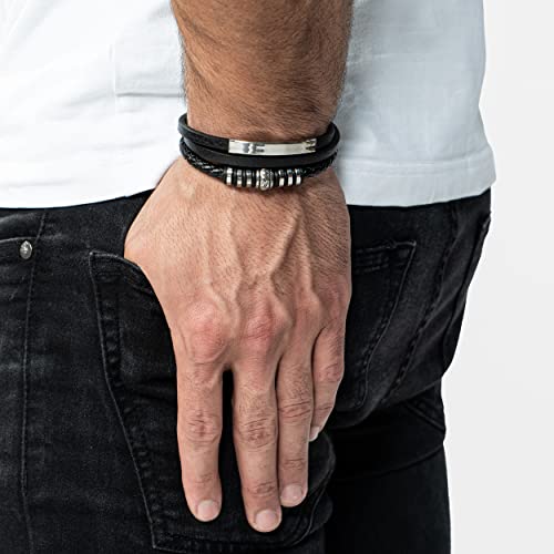 Image of SERASAR Premium Leather Bracelet Men | Stainless Steel Magnetic Clasp | Three Colors | Jewelry Box Included