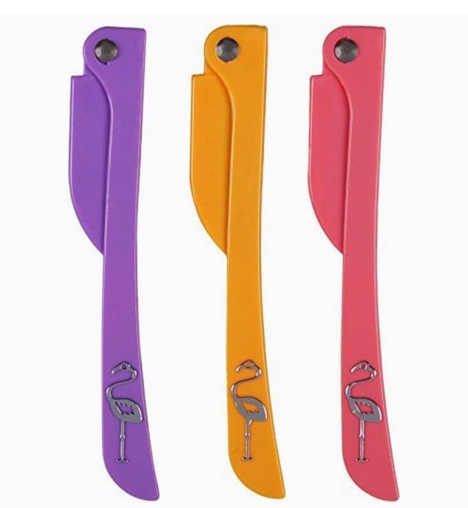 Image of FEATHER FLAMINGOS RAZOR, Feather Flamingo Facial Razor for Face, Eyebrows & Body shaving | 3-Piece Facial Touch-up Razor