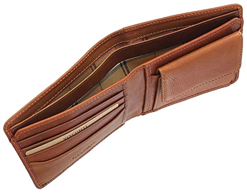 Visconti Darwin Collection Newton Leather Wallet RFID Blocking Tap and Go DRW40, Tan, Modern2