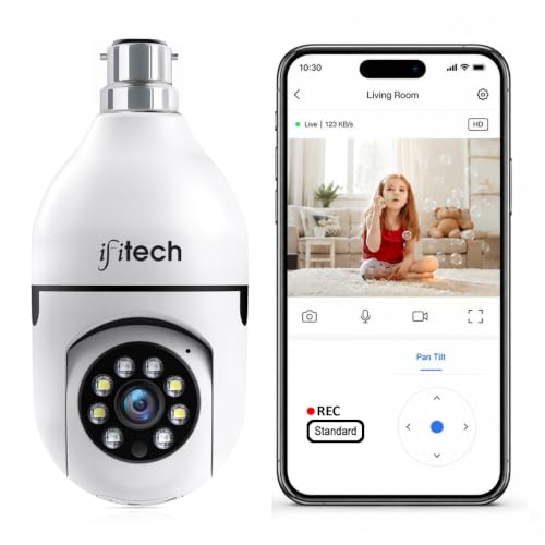 Image of IFITech FTY HD Smart Wi-Fi CCTV Home Security Camera | Indoor 360 Smart CCTV Camera | Bulb Camera | 256GB microSD Card Supports (Not Included) | Perfect for Home, Office and Shop Monitoring