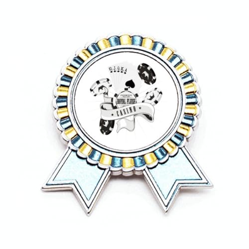 Médaille de prix et broche cartes à jouer en métal ciselé de taille M