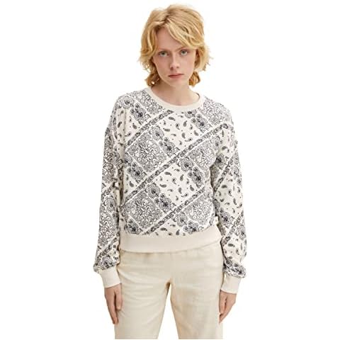 TOM TAILOR Denim Sudadera de Manga Larga con Estampado de Cachemira para Mujer Cover