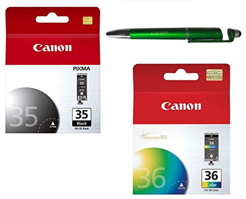 Canon PGI 35 & CLI 36 Ink Cartridge Pixma iP100 iP110 with ITGLOBAL 3in1 Multi-Function Mobile Phone Stand, Stylus Pen, Anti-Metal Texture Rotating Ballpoint Pen