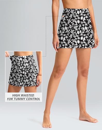 Image of SANTINY Women's High Waisted Swim Skirt with Pocket Tummy Control Tankini Swimsuit Bathing Suit Bottoms for Women