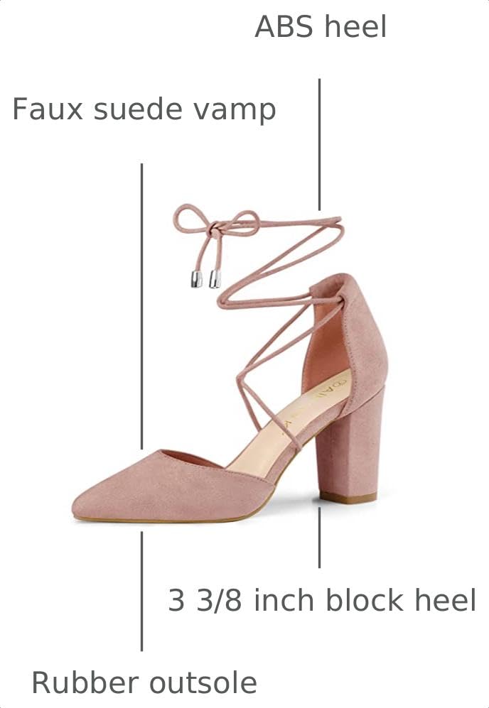 Image of Allegra K Women's Pointed Toe Chunky Heels Lace Up Sandals Pumps
