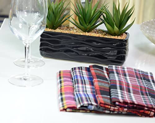 Dinner Napkins Cloth Set Of 12 | Pink Plaid Polyester Kitchen & Table Napkin/Linen | Eco Friendly, Cotton Napkins | Cloth Washable, Reusable Fabric Napkins | Cocktail, Fiesta Servilletas Napkin #TOP4