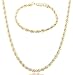 Goldtone 6mm 24 Inch Rope Chain Necklace with a Matching 10 Inch Bracelet Jewelry Set