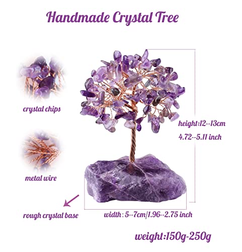 Amethyst Healing Crystal Tree Natural Reiki Crystals Gemstone Stone Base Copper Wire Tree Life Money Trees Feng Shui Reiki Spiritual Energy Tree For Home Office Desk Decor Good Luck #TOP5