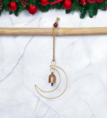 LIMBAD Handmade Christmas Metal Bells for Decorative Classic Festival Ornaments Ideal for Trees,Wreaths, Garlands Home Decor (Moon)