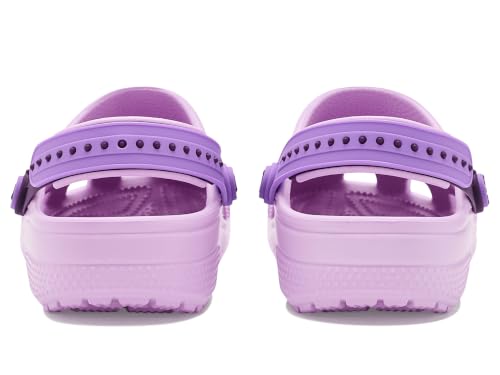 Image of Crocs, Unisex Kids, Classic Graphic Clog (Little Kid /Big Kid), Glow Purple /Multi, 12, Medium, Little Kid