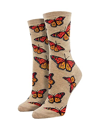 Socksmith Womens Social Butterfly Crew Socks Hemp Heather