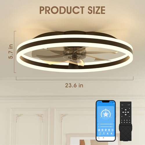 NIORSUN Ceiling Fans with Lights and Remote, 60cm Modern Smart LED Ceiling Fan Light, 6 Speeds and 3000K-6500K Dimmable Quiet Fan Lights Ceiling for Bedroom Living Room Dining Room (Black) - Image 8