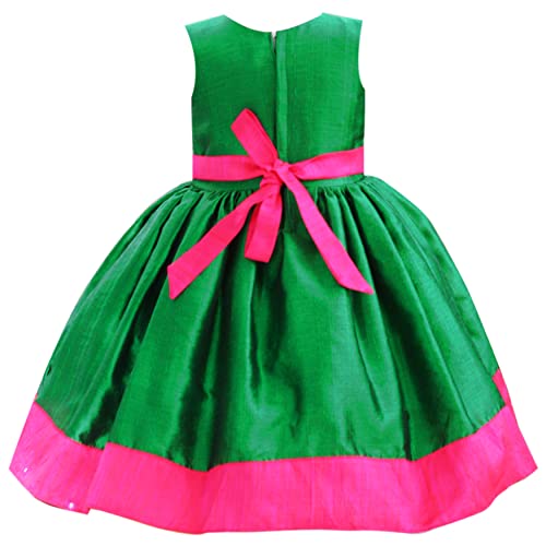 Image of Stanwells Kids Baby Girls Frocks Knee Length Birthday Net Flared Ruffle Pattern Cap Sleeve Traditional Embroidery Western Frock Princess Birthday Dress for Girls