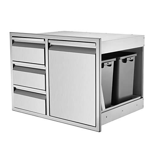 WSSEY Outdoor Kitchen Drawers with Trash Can Drawers 28Wx20Dx20H in